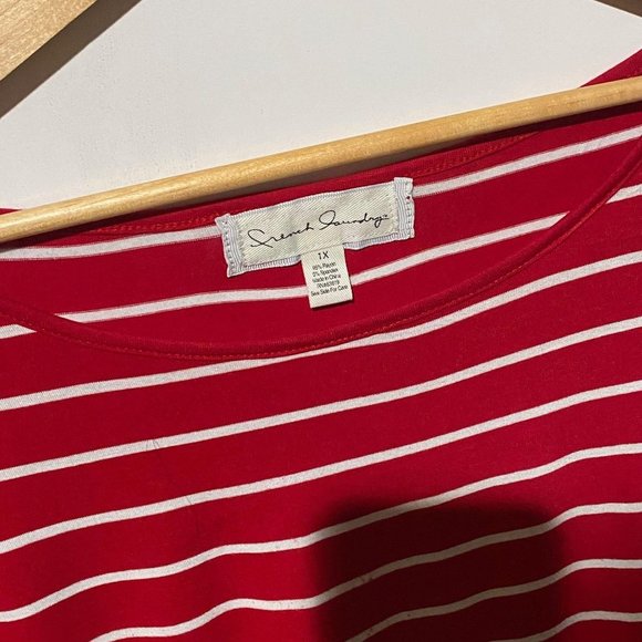 French Laundry red/white stripe knit top 1X‎ stretc - Picture 3 of 6